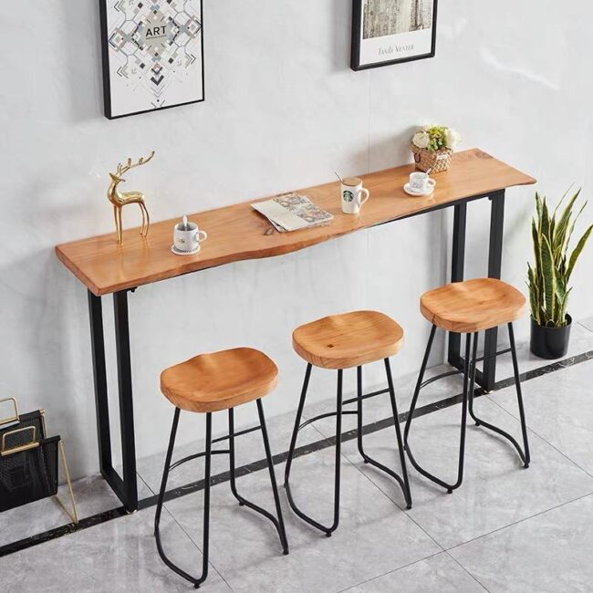 Rustic Wooden Bar Stool - Image 5