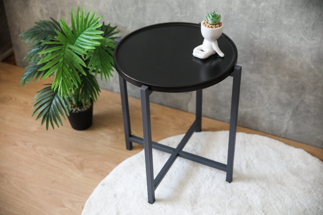 Round Tray Top Side Table - Image 2