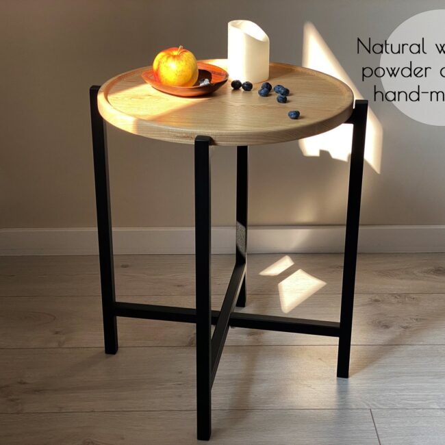 Rustic Round Tray Table - Image 2