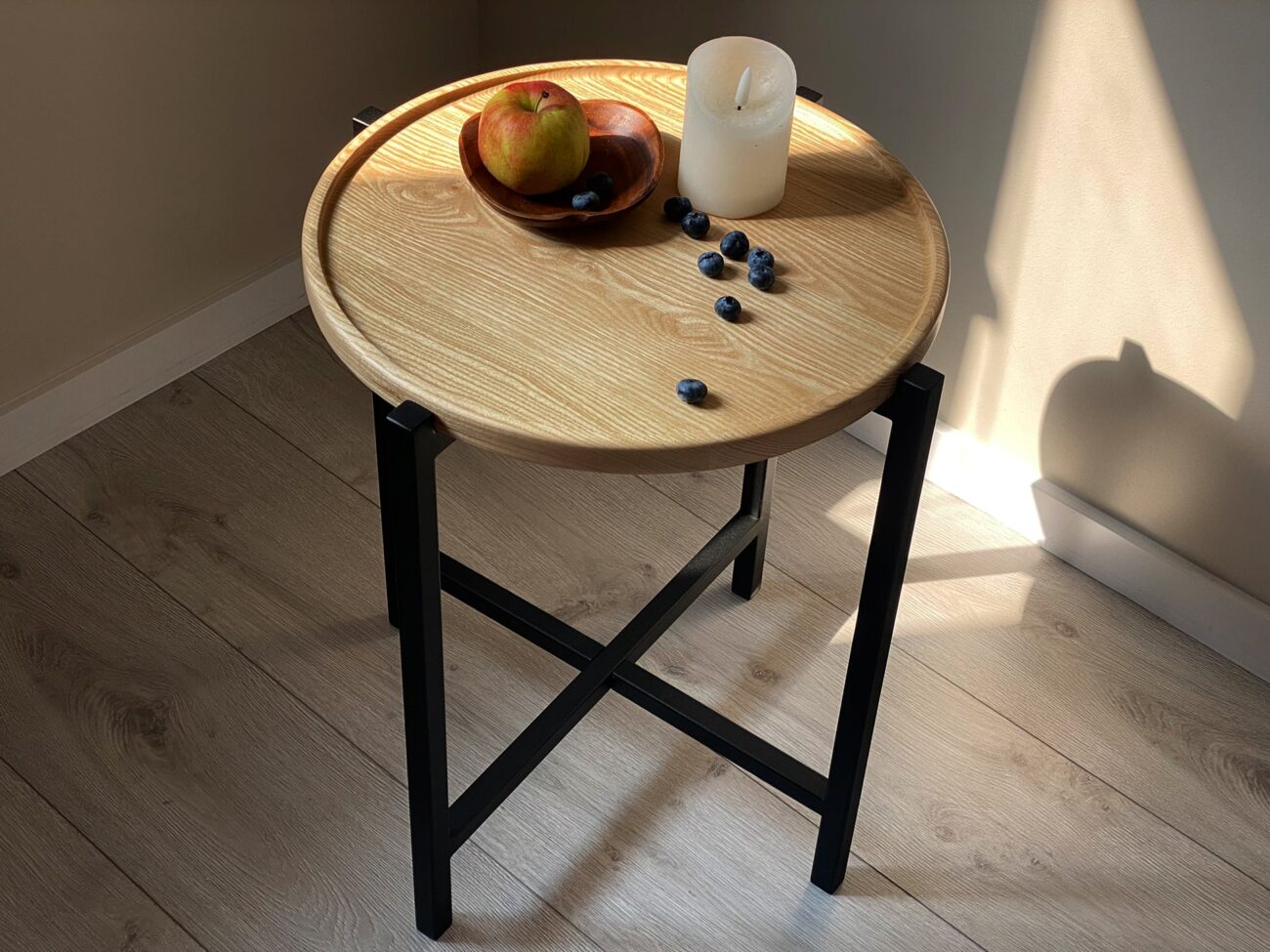 Rustic Round Tray Table - Image 4