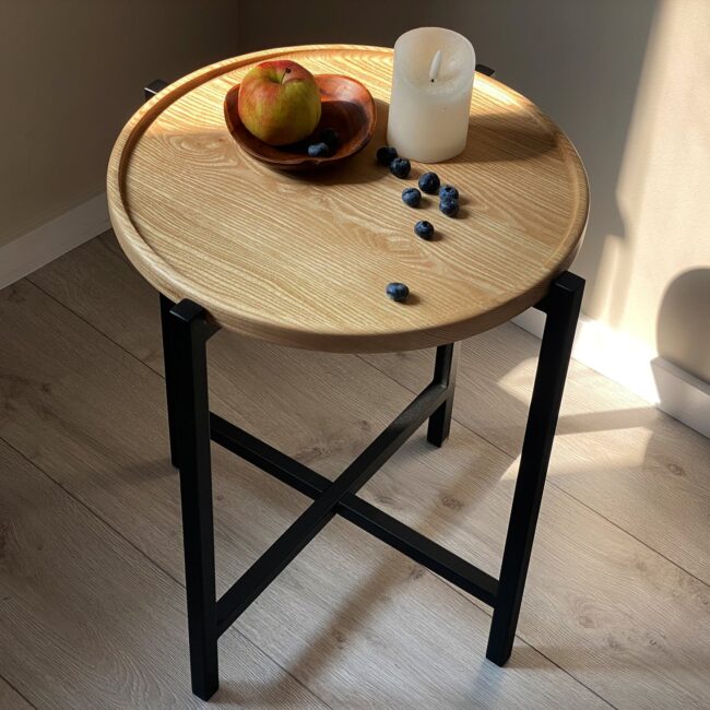Rustic Round Tray Table - Image 4