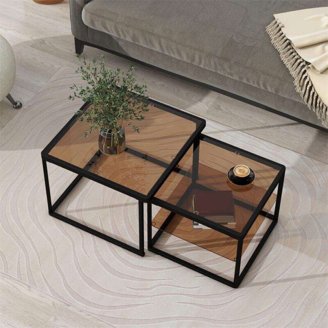 Glass-Top Nesting Coffee Tables - Image 2