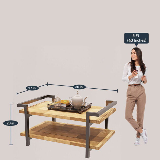 Rustic Wooden Coffee Table - Image 3
